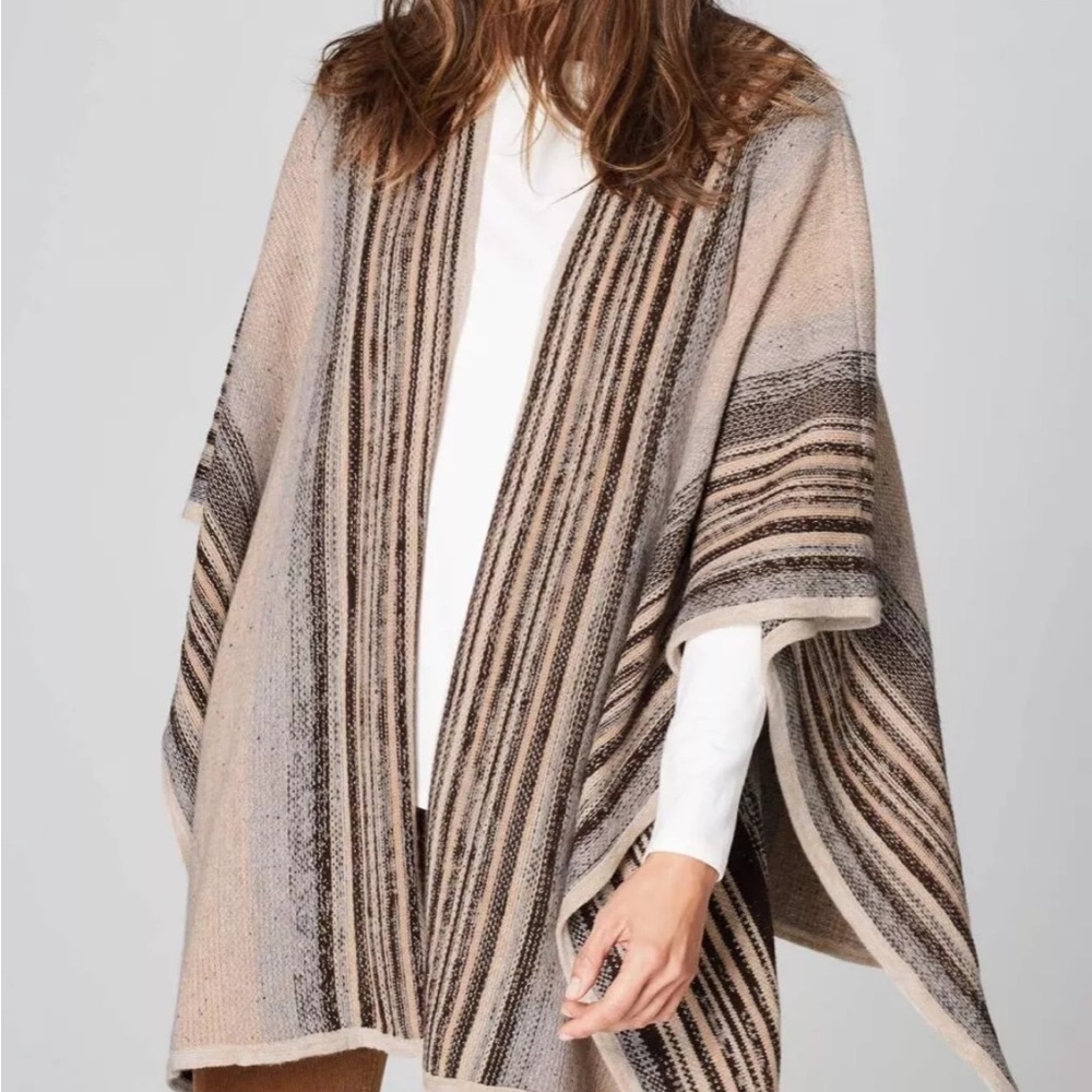 J Jill striped Ruana poncho cape wrap one size fits most!